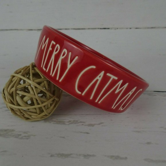 Rae Dunn Other - New Rae Dunn "Merry Catmas" Cat Pet Dish Feeding Bowl Red Farmhouse Ceramic